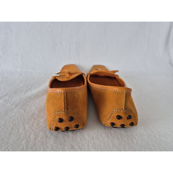 Tod’s Women’s Suede Driving Loafers Orange Size 5 Made in Italy Moccasins - Picture 4 of 11